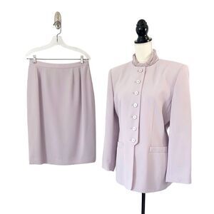 Le Suit Vintage Women’s Pastel Purple Long Sleeve Button Up Skirt Suit Size 12